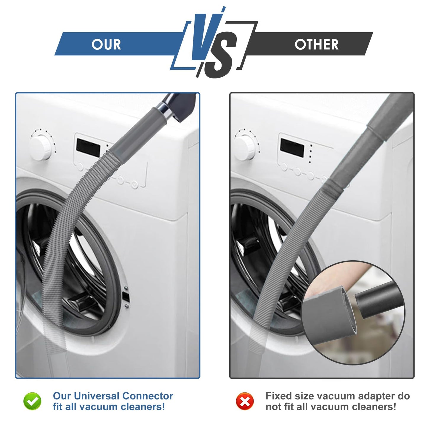 2 Pieces Dryer Vent Cleaner Kit Compatible with Most Vacuum Cleaner, Dryer Lint Brush and Vacuum Hose Attachment with Universal Connector, Quickly Lint Remover