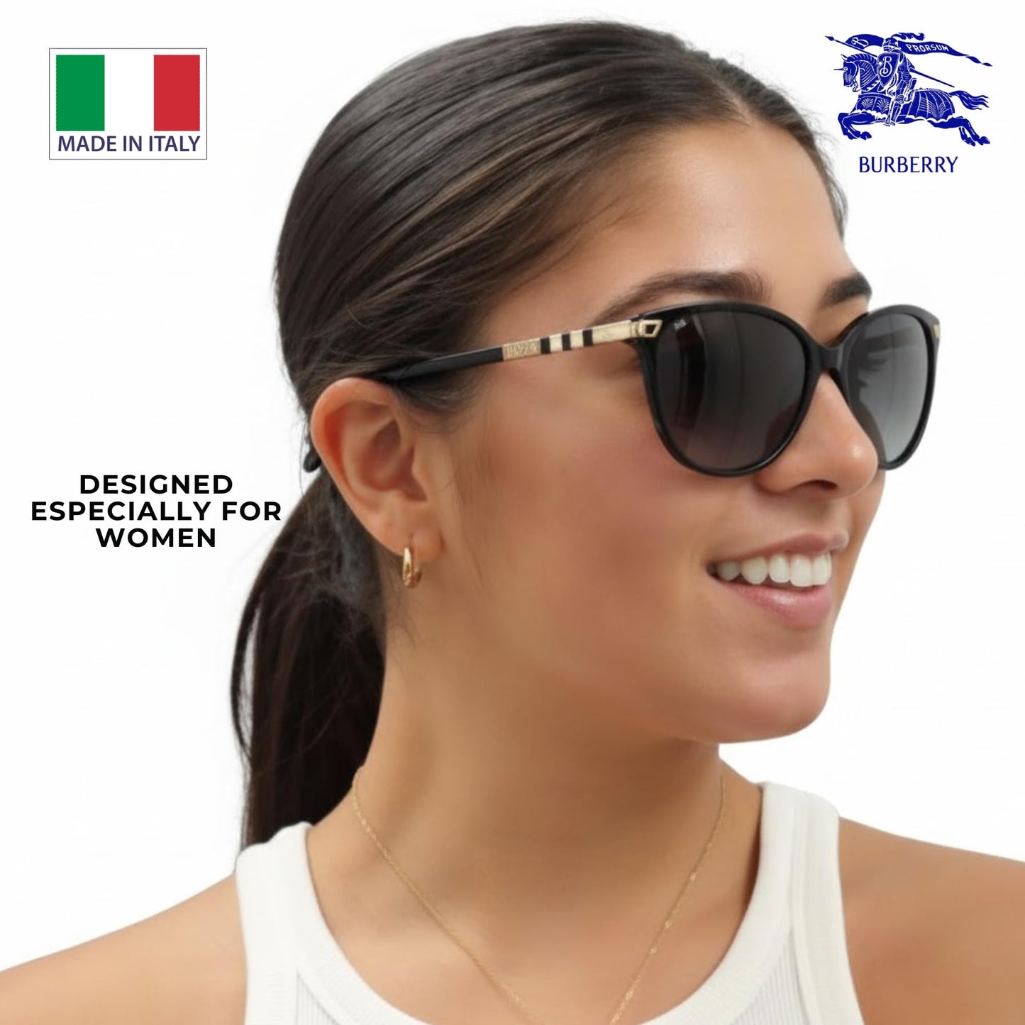 BURBERRY BE4216 Cat eye Shape Acetate Sunglasses with Luxury Eyewear Kit