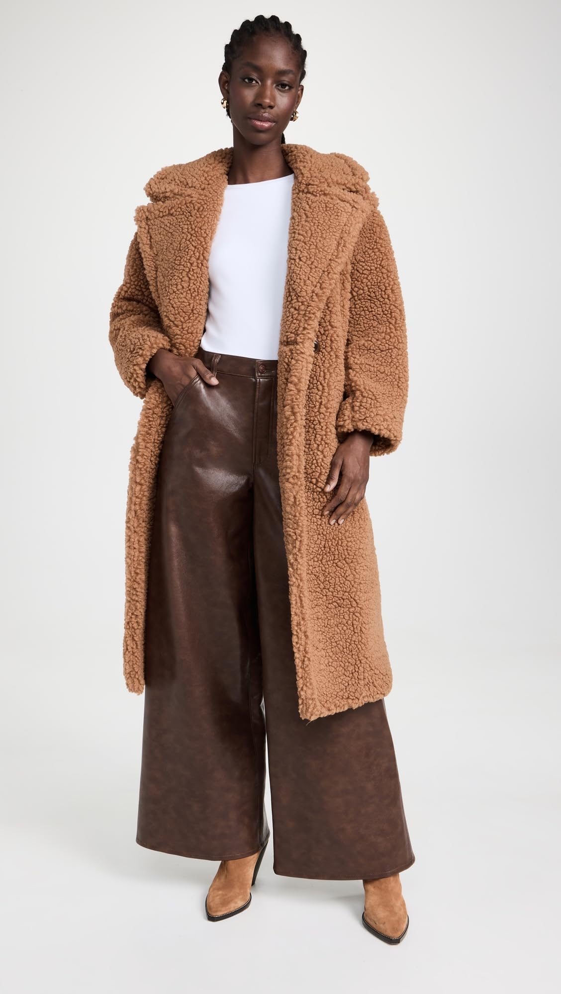 UGG Women's Gertrude Long Teddy Coat, Chestnut, M