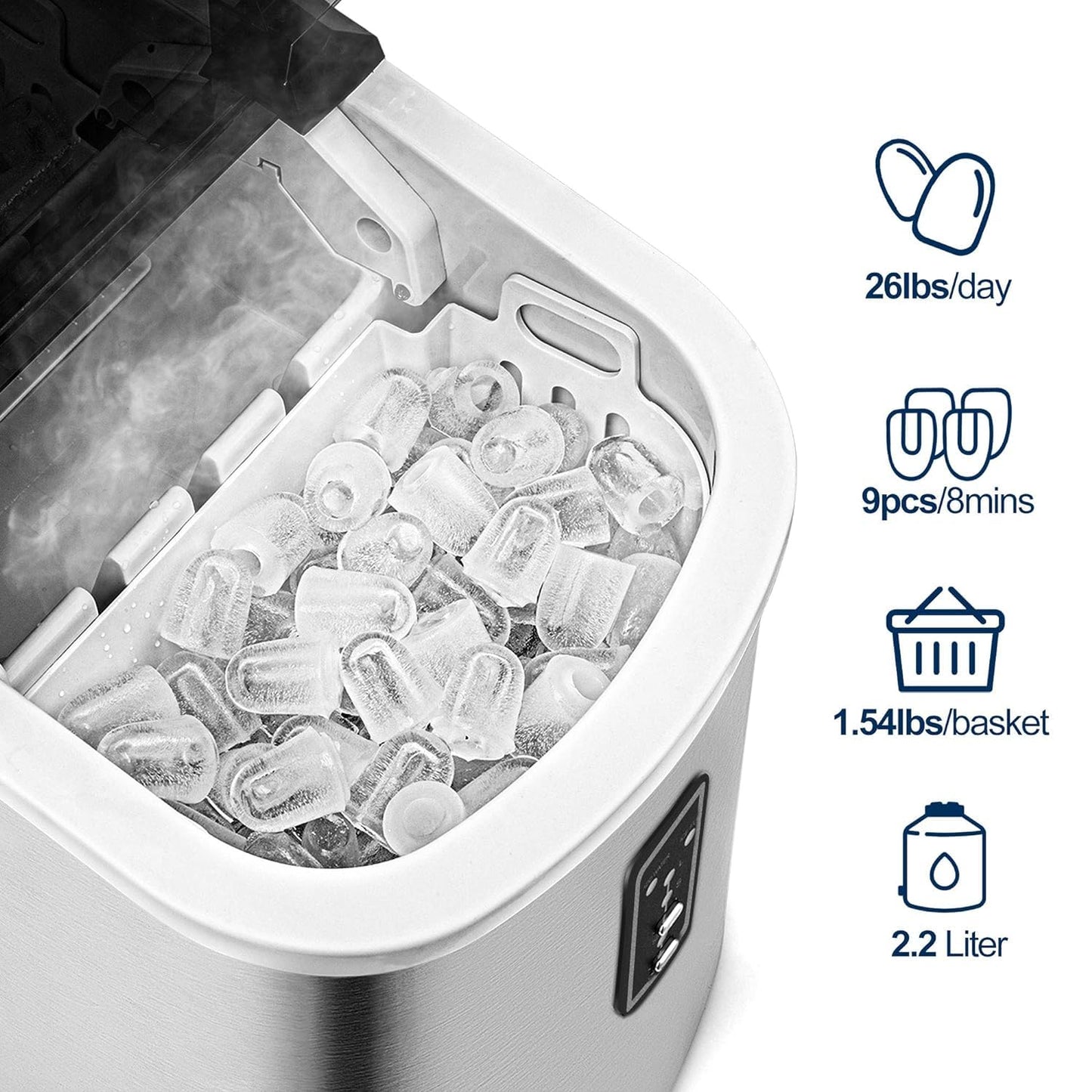 EUHOMY Nugget Ice Maker Countertop with Handle