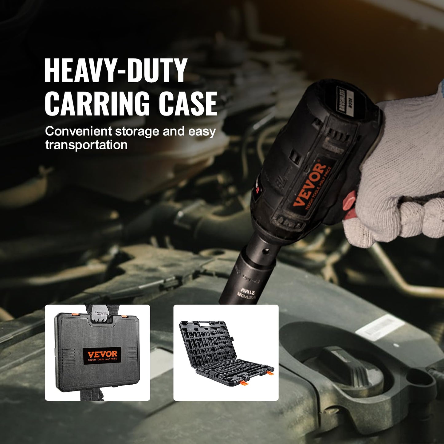 VEVOR 1/2" Drive Impact Socket Set, 65 Piece SAE 3/8" to 1-1/4" and Metric 10-24mm