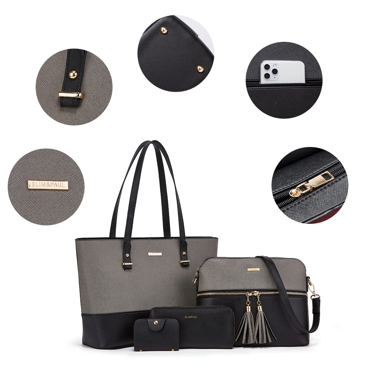 Women Fashion Synthetic Leather Handbags Set 4pcs