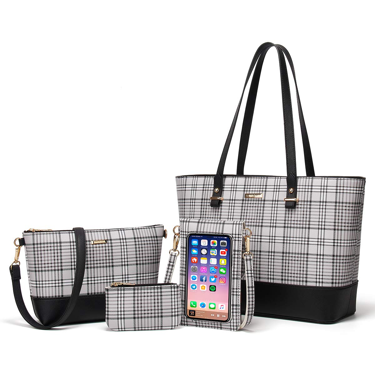 Women Fashion Synthetic Leather Handbags Set 4pcs