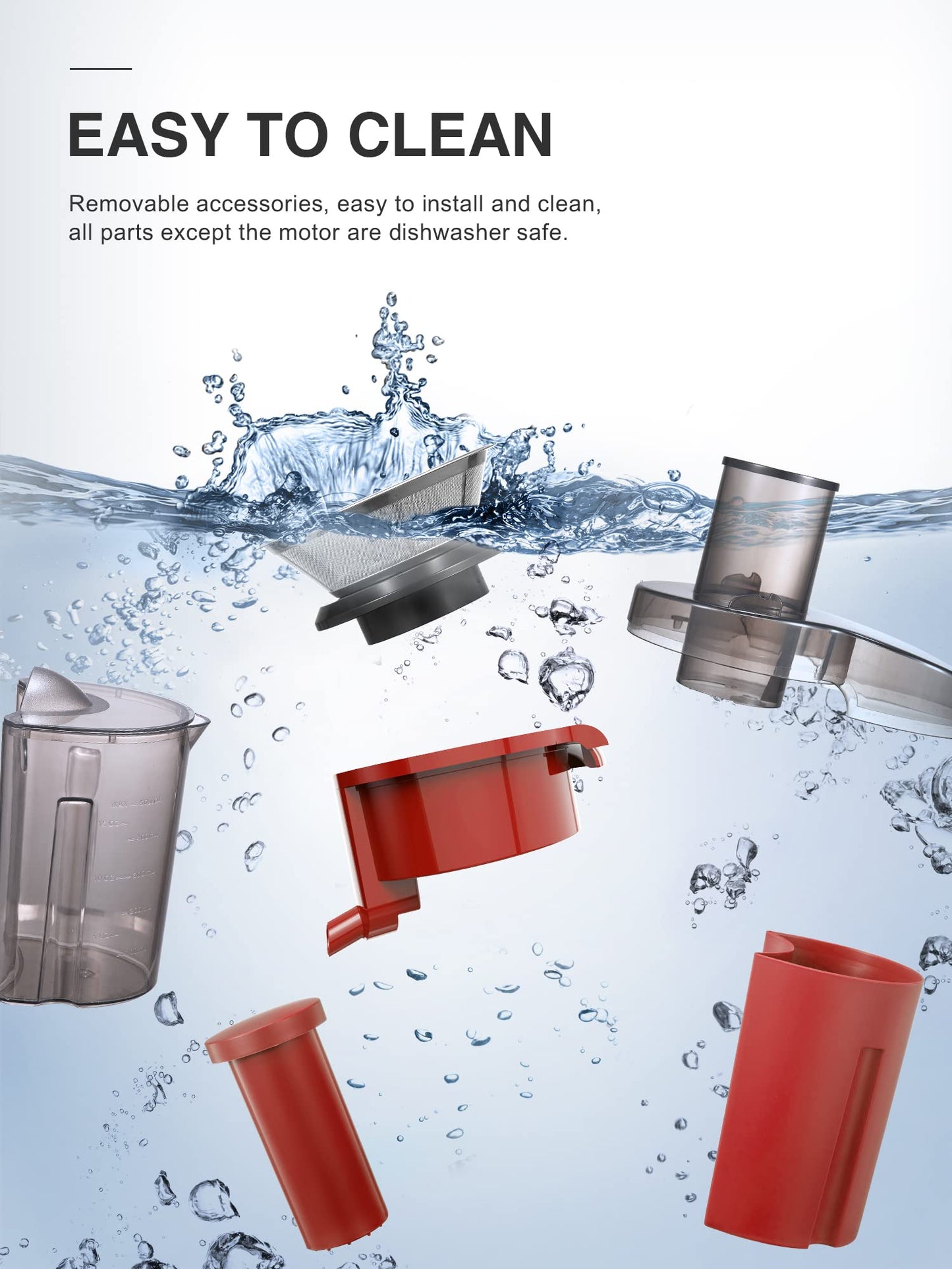 QCen Juicer Machine, 500W Centrifugal Juicer Extractor with Wide Mouth 3” Feed Chute for Fruit Vegetable, Easy to Clean, Stainless Steel, BPA-free (Black)