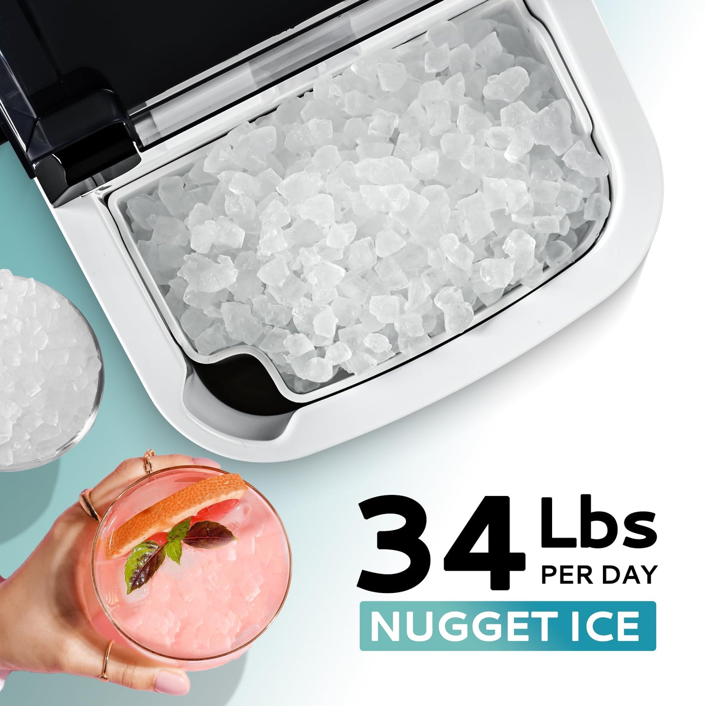 EUHOMY Nugget Ice Maker Countertop with Handle