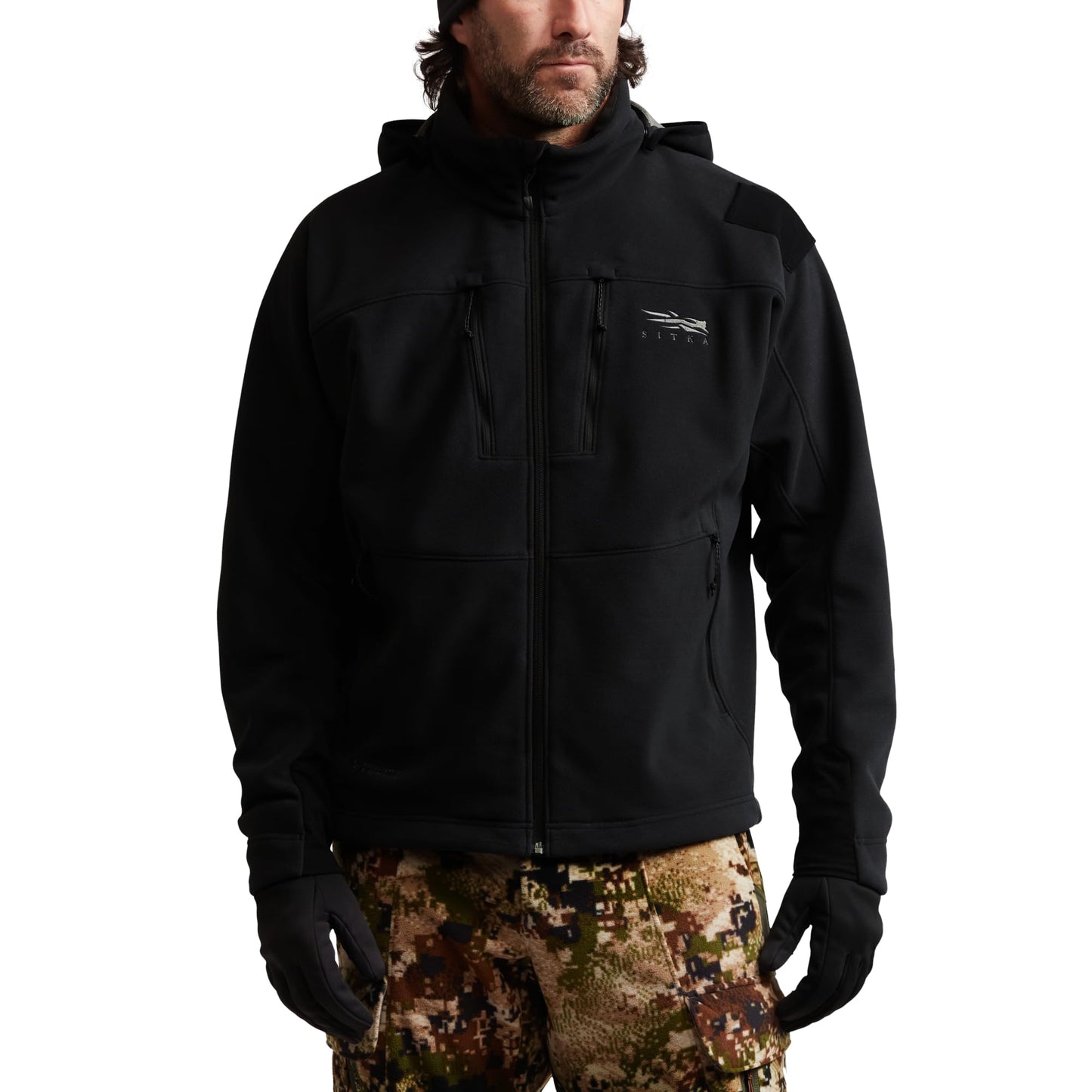 SITKA Stratus Jacket – 100% Windproof, Ultra-Quiet, Removable Hood, Safety Harness Port, Micro-Grid Fleece - Parent