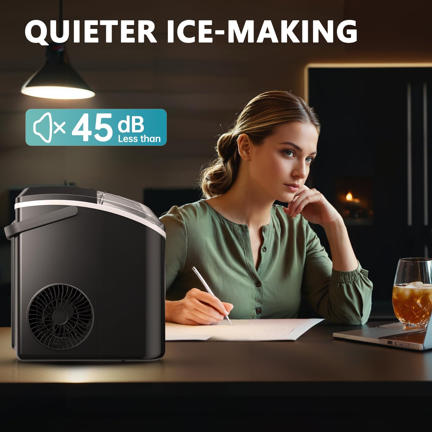 EUHOMY Nugget Ice Maker Countertop with Handle