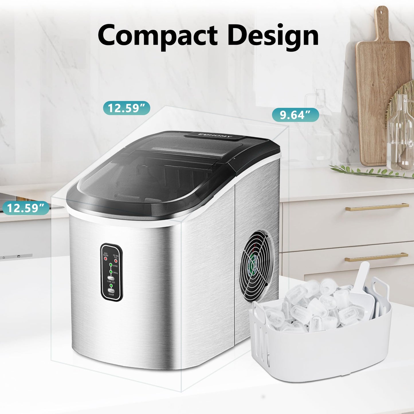 EUHOMY Nugget Ice Maker Countertop with Handle