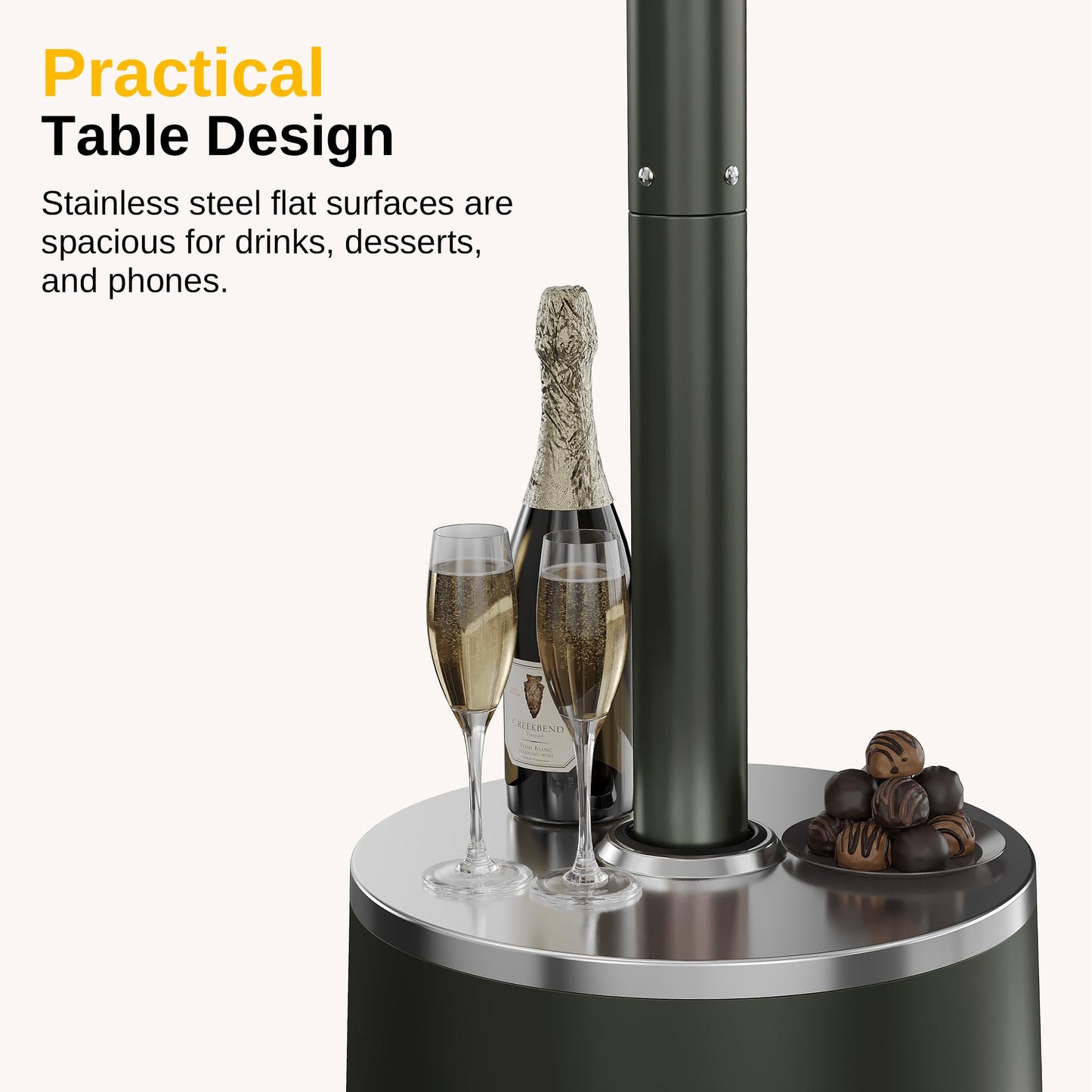 EAST OAK 50,000 BTU Patio Heater with Sand Box, Table Design