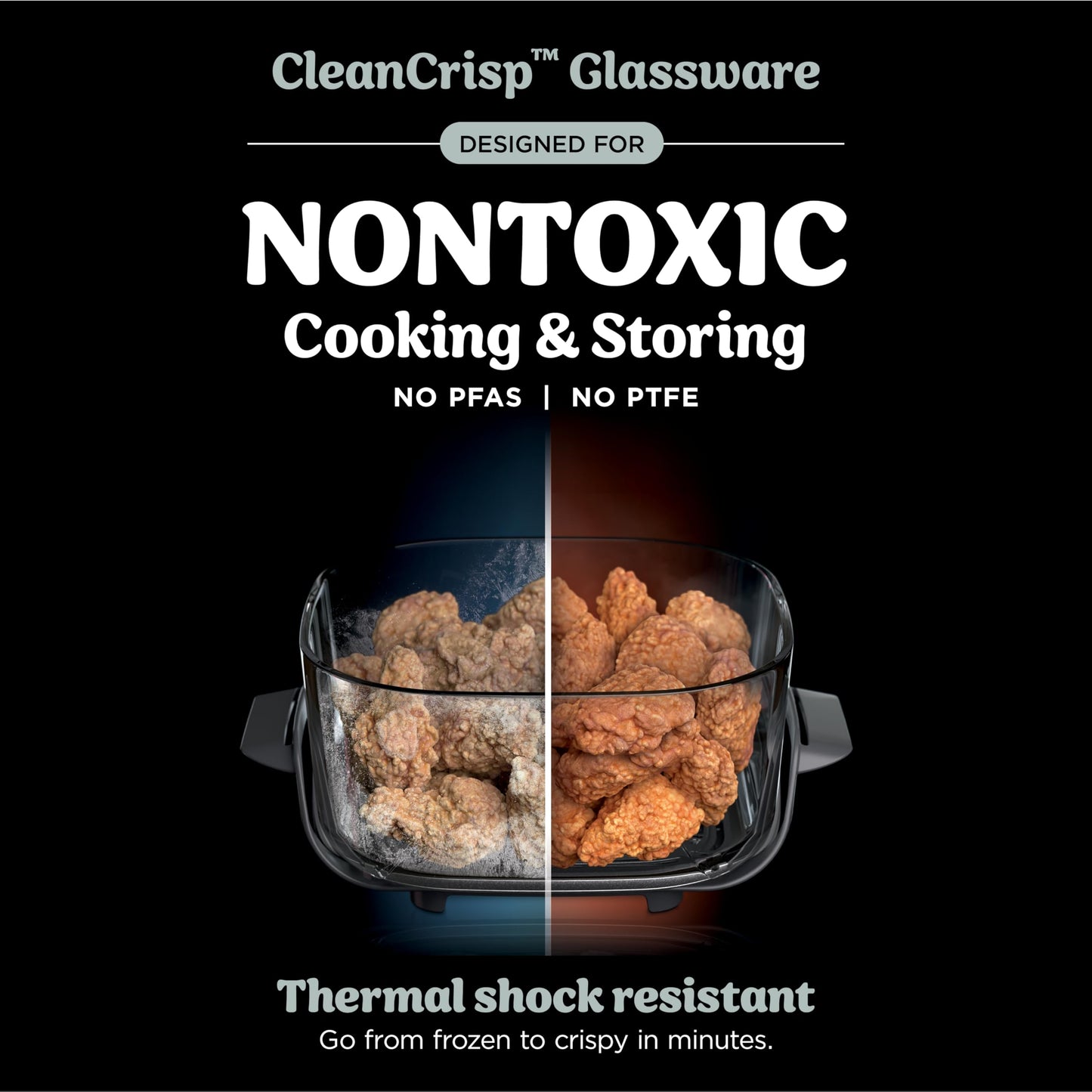 Ninja Crispi Air Fryer, Microwave, Freezer & Dishwasher Safe, Non Toxic Glass Portable Cooking System, 4 QT & 6 Cup Glass Containers with Storage Lids, Easy Meals, Air Fry, Bake, Stone, FN101ST