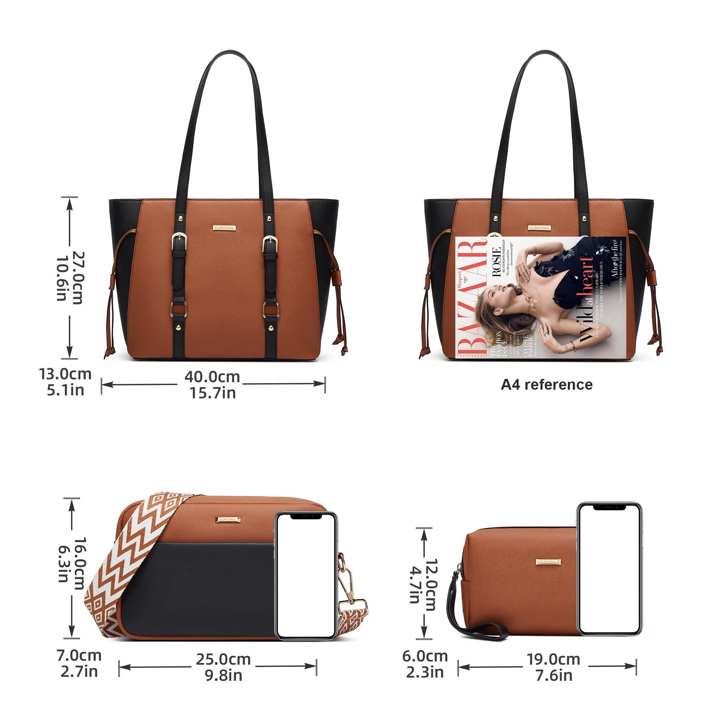 Women Fashion Synthetic Leather Handbags Set 4pcs