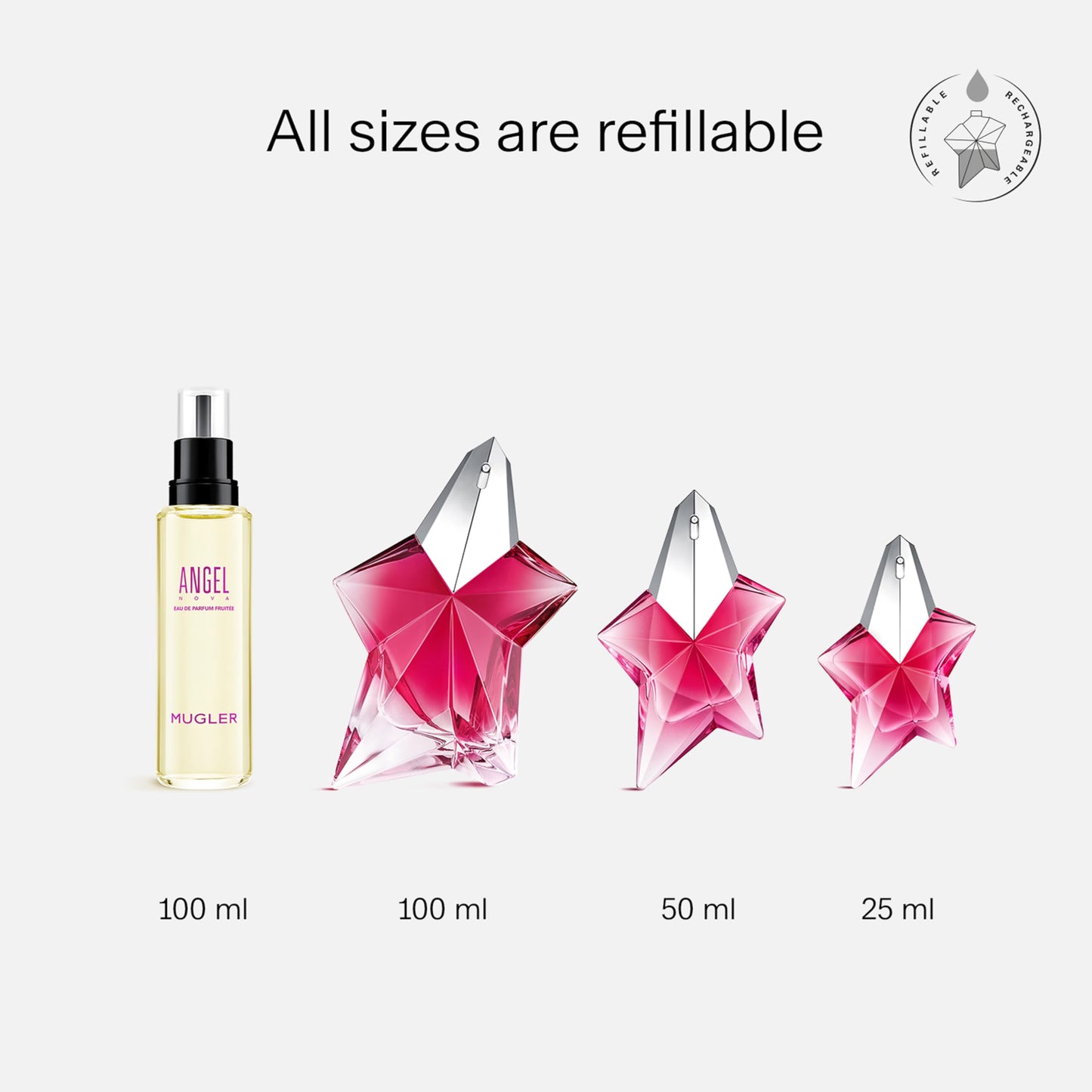 MUGLER Angel Nova - Eau de Parfum - Women's Perfume - Floral & Fruity - With Bergamot, Rose, and Cedarwood- Long Lasting Fragrance