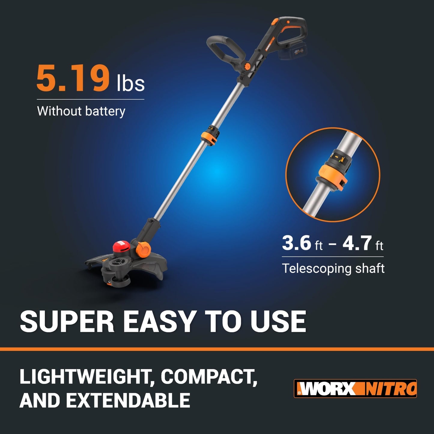 Worx String Trimmer Cordless GT3.0 20V PowerShare 12" Edger & Weed Trimmer