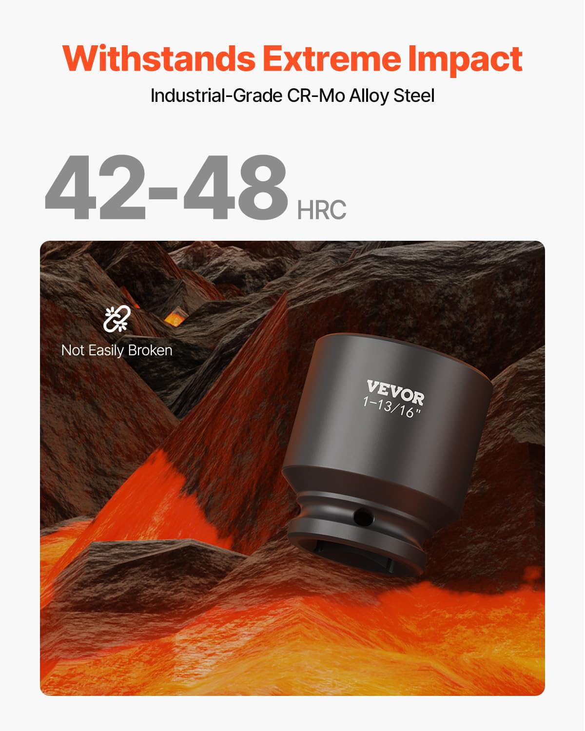 VEVOR 1/2" Drive Impact Socket Set, 65 Piece SAE 3/8" to 1-1/4" and Metric 10-24mm