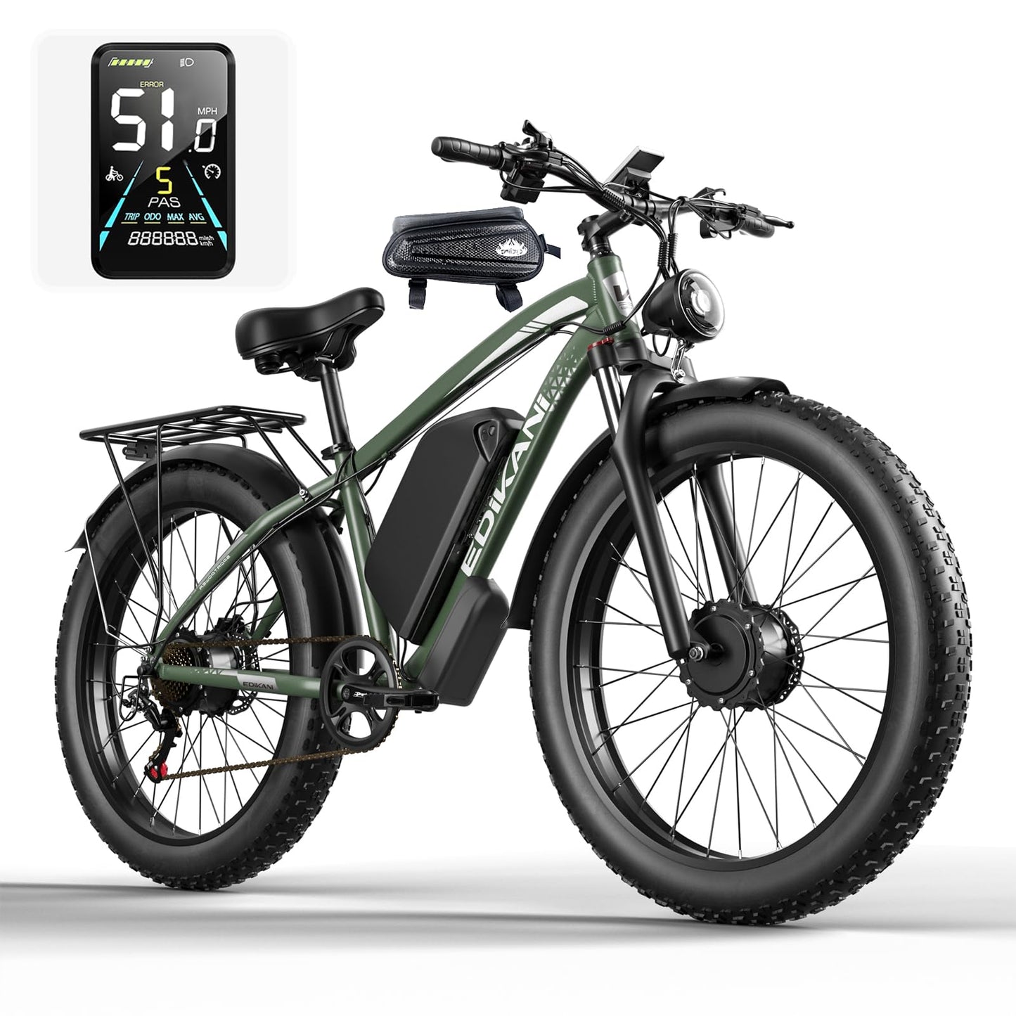 E Bikes for Adults Electric, 51 MPH Peak 5000W Dual Motor Ebike