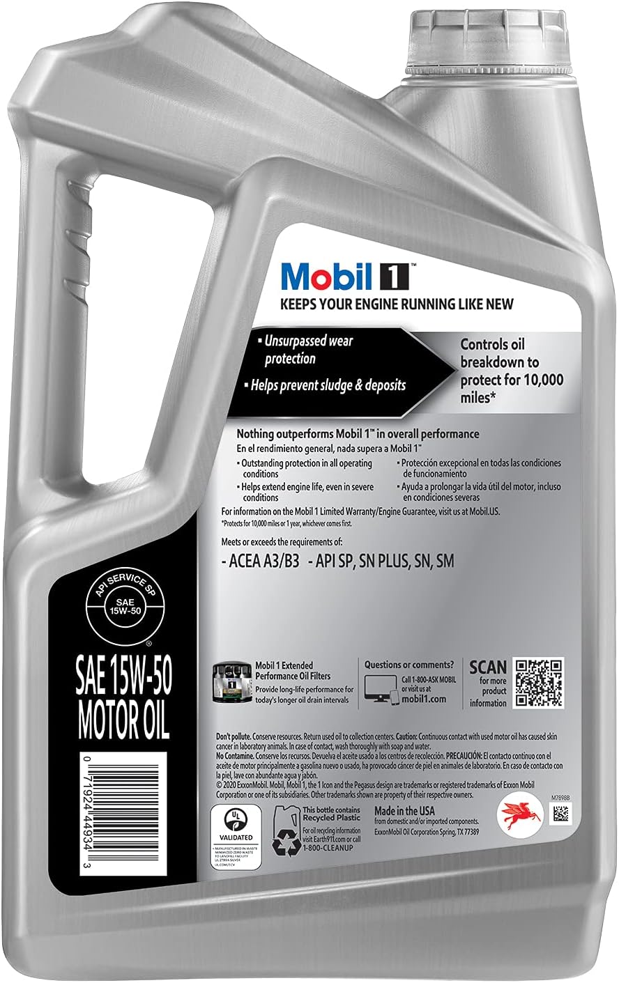 Mobil 1 Advanced Fuel Economy Full Synthetic Motor Oil 0W-20, 5 Quart
