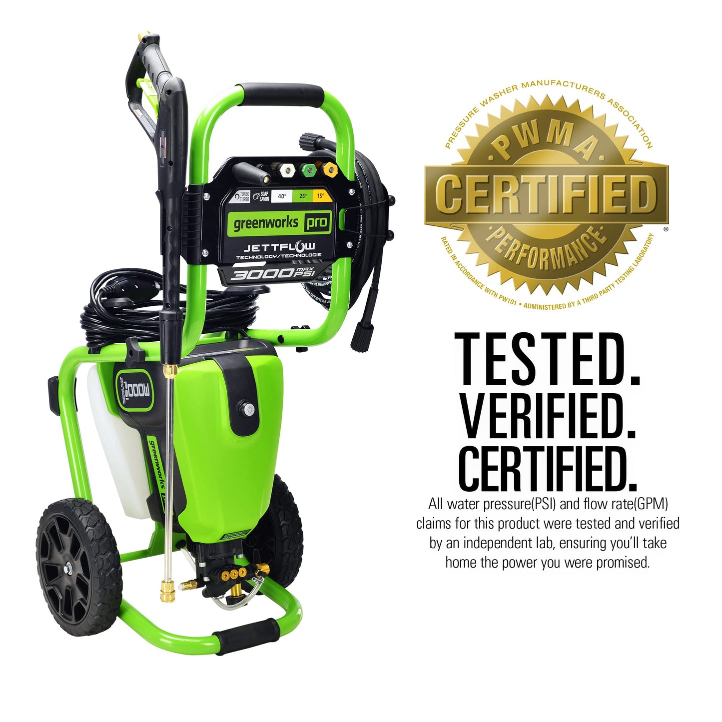 Greenworks Pro Brushless 3000 PSI (CSA Certified) 2.0 GPM Max / 1.1 GPM Electric Pressure