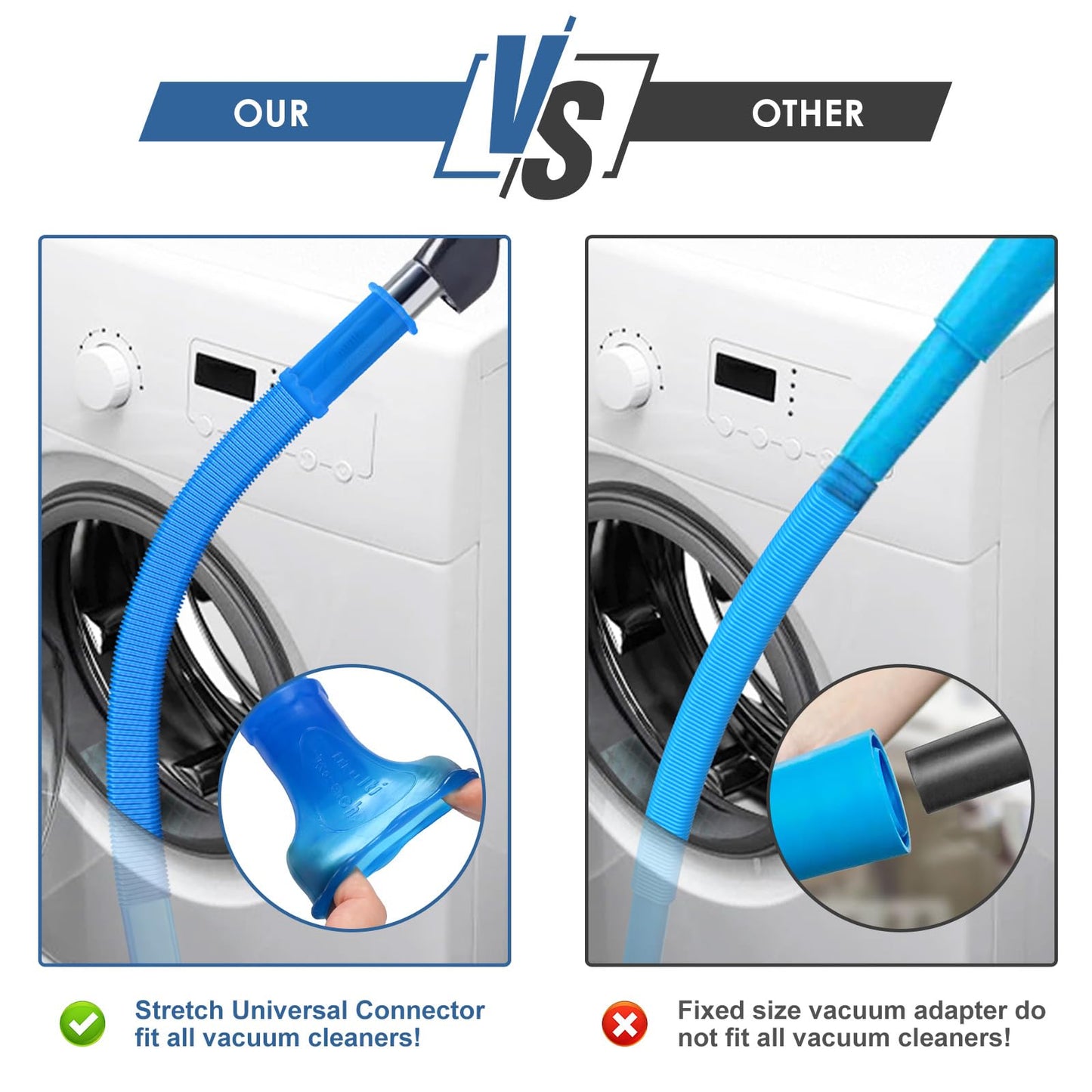 2 Pieces Dryer Vent Cleaner Kit Compatible with Most Vacuum Cleaner, Dryer Lint Brush and Vacuum Hose Attachment with Universal Connector, Quickly Lint Remover