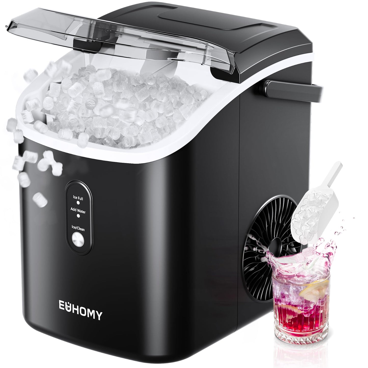 EUHOMY Nugget Ice Maker Countertop with Handle
