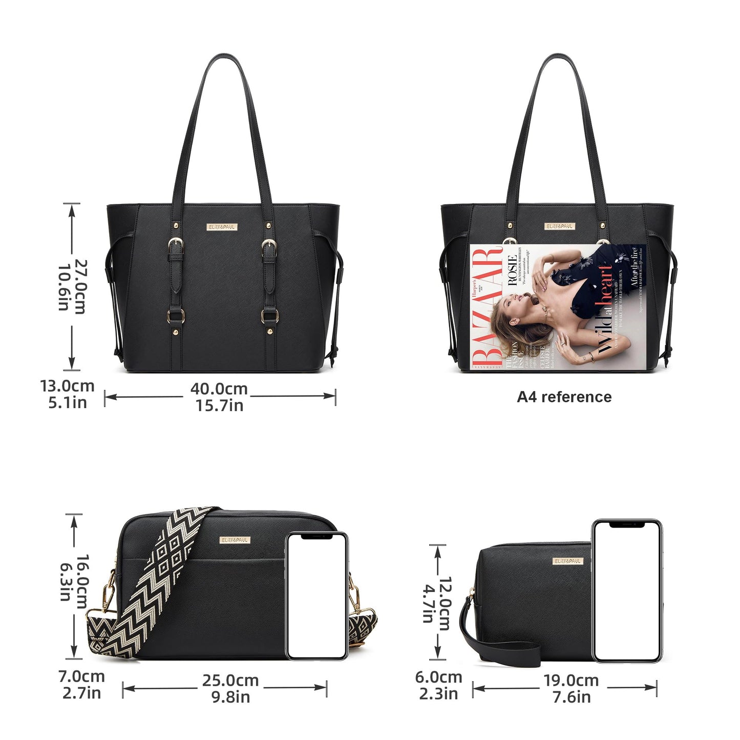 Women Fashion Synthetic Leather Handbags Set 4pcs