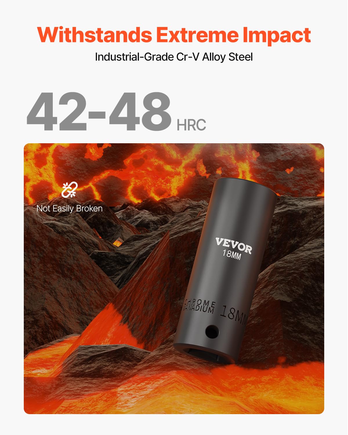 VEVOR 1/2" Drive Impact Socket Set, 65 Piece SAE 3/8" to 1-1/4" and Metric 10-24mm