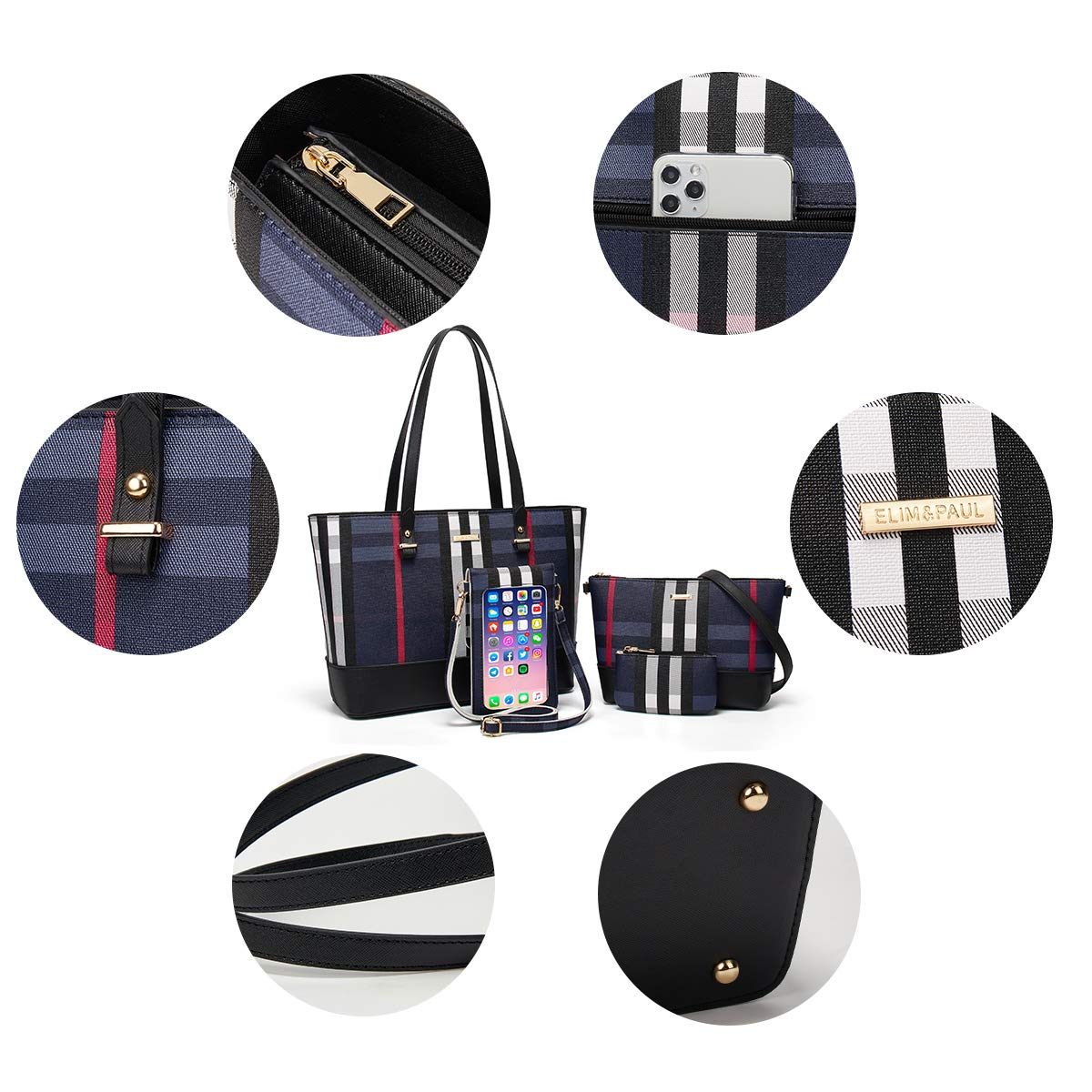 Women Fashion Synthetic Leather Handbags Set 4pcs