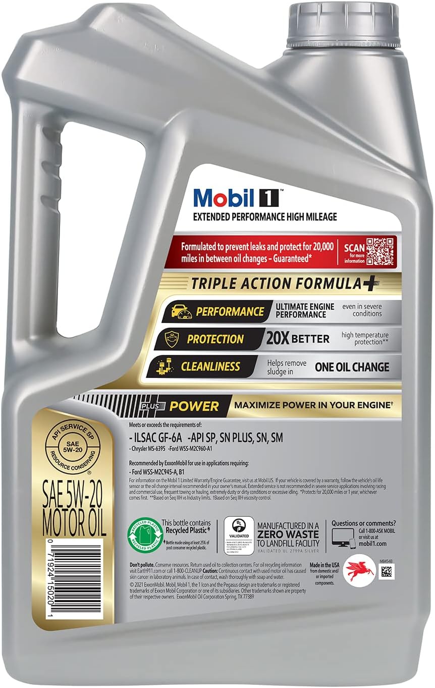 Mobil 1 Advanced Fuel Economy Full Synthetic Motor Oil 0W-20, 5 Quart