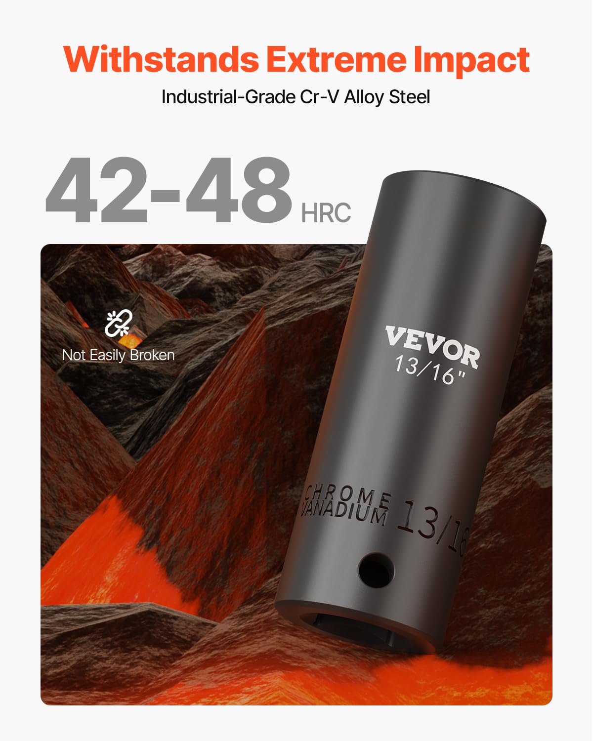 VEVOR 1/2" Drive Impact Socket Set, 65 Piece SAE 3/8" to 1-1/4" and Metric 10-24mm