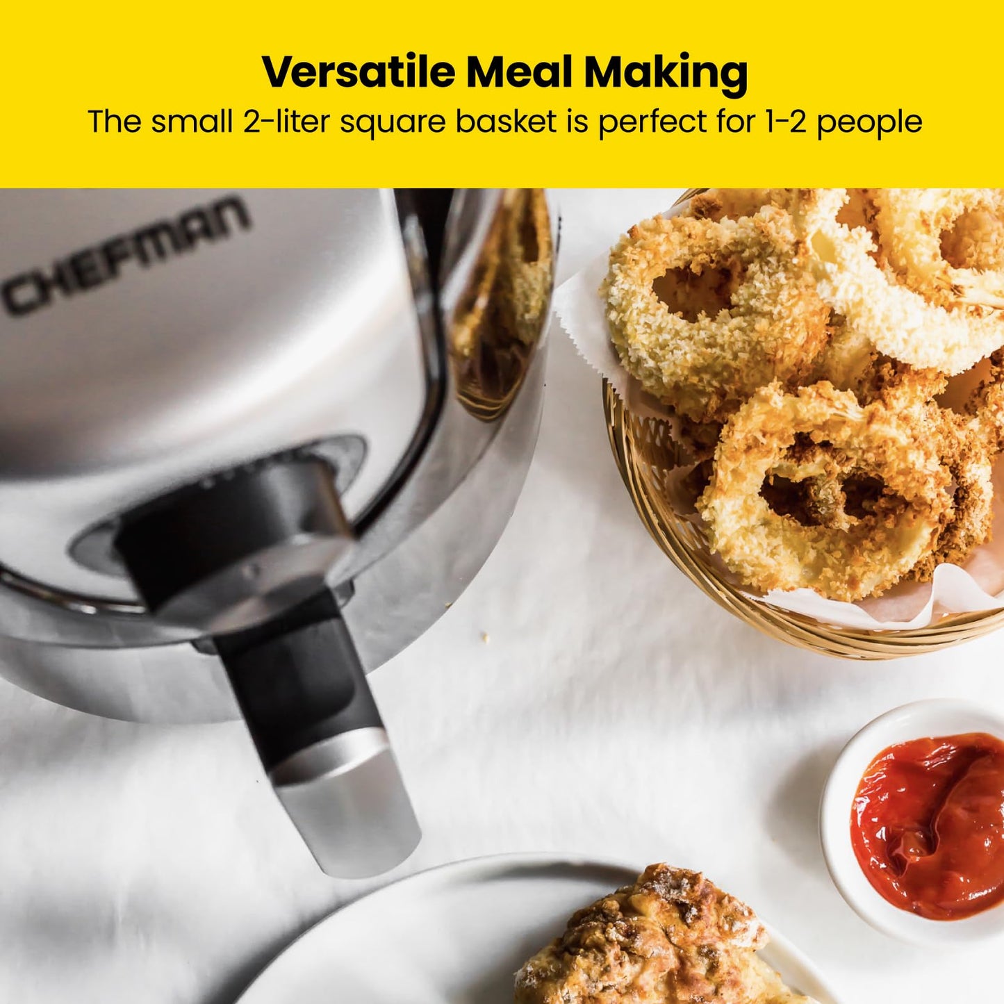 CHEFMAN 2 Qt Mini Air Fryer – Digital Space-Saving Compact Air Fryer with Nonstick and Dishwasher Safe Basket, Quick & Easy Meals in Minutes, Features Digital Timer and Shake Reminder – Black