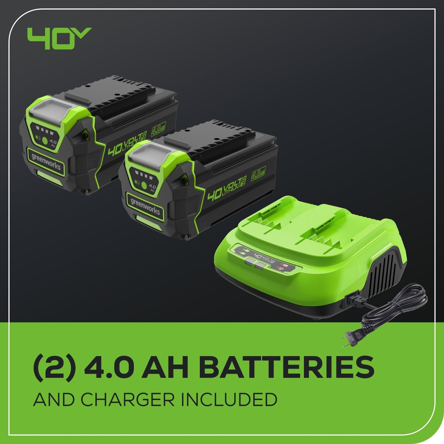 Greenworks 40V 16" Cordless Lawn Mower with 4.0Ah Battery & Charger