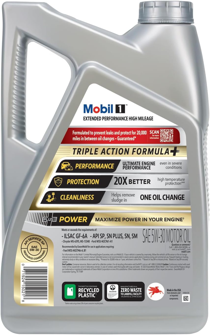 Mobil 1 Advanced Fuel Economy Full Synthetic Motor Oil 0W-20, 5 Quart