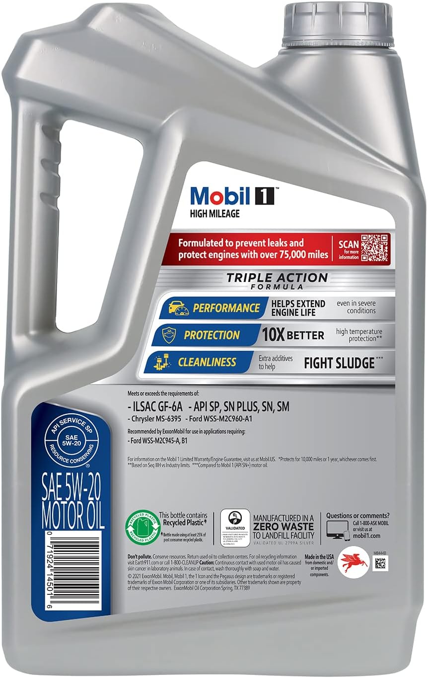 Mobil 1 Advanced Fuel Economy Full Synthetic Motor Oil 0W-20, 5 Quart