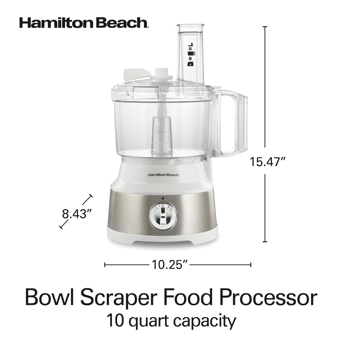 Hamilton Beach Food Processor & Vegetable Chopper for Slicing, Shredding, Mincing, and Puree, 10 Cups + Easy Clean Bowl Scraper, Black and Stainless Steel (70730)
