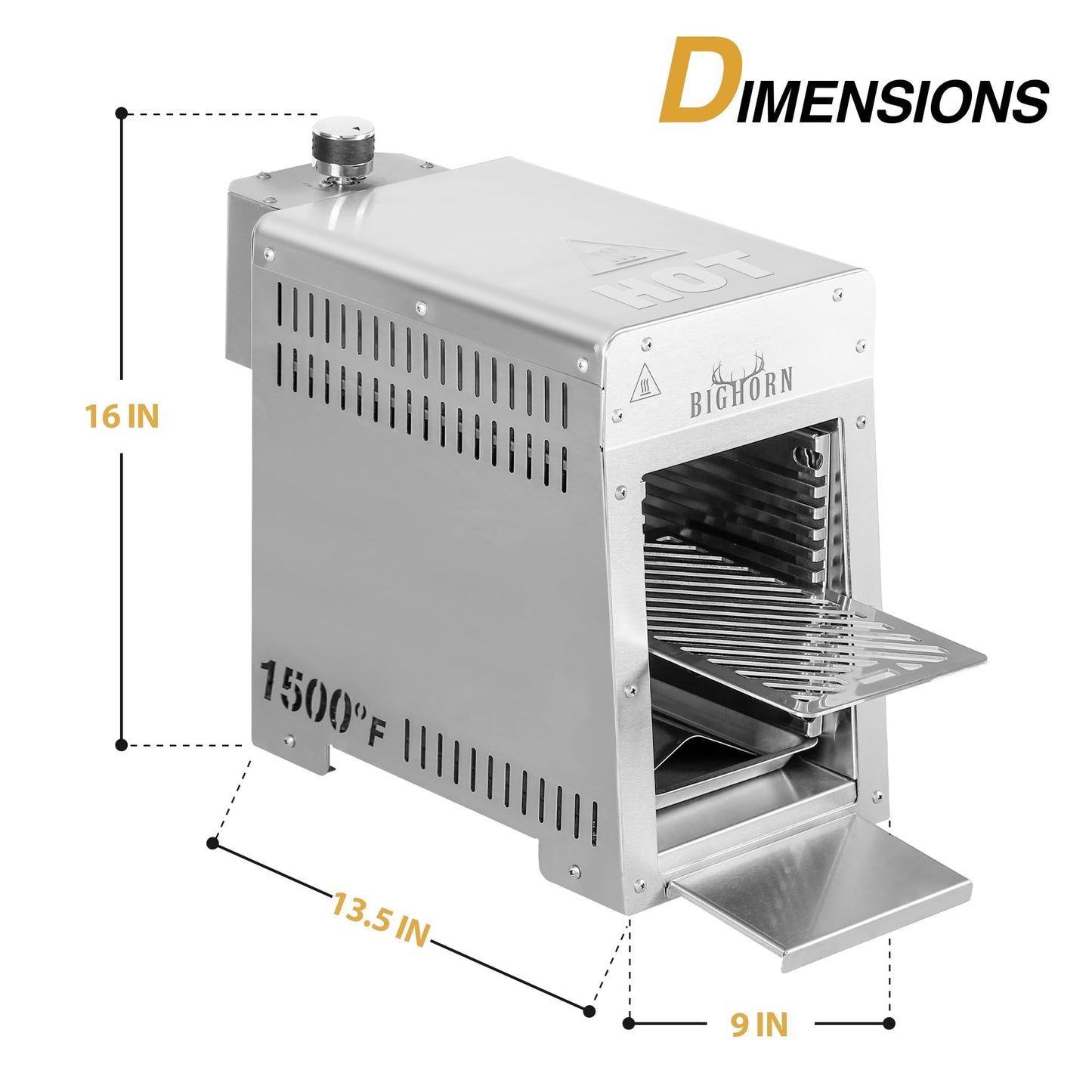 BIG HORN OUTDOORS 1500°F Small Infrared Propane Gas Grill