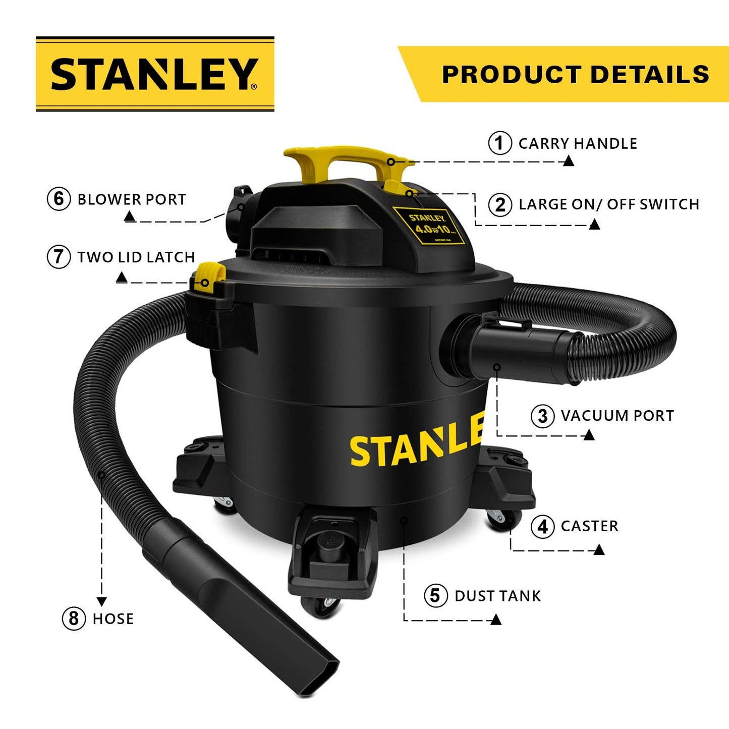 Stanley - SL18116P Wet/Dry Vacuum, 6 Gallon, 4 Horsepower Black