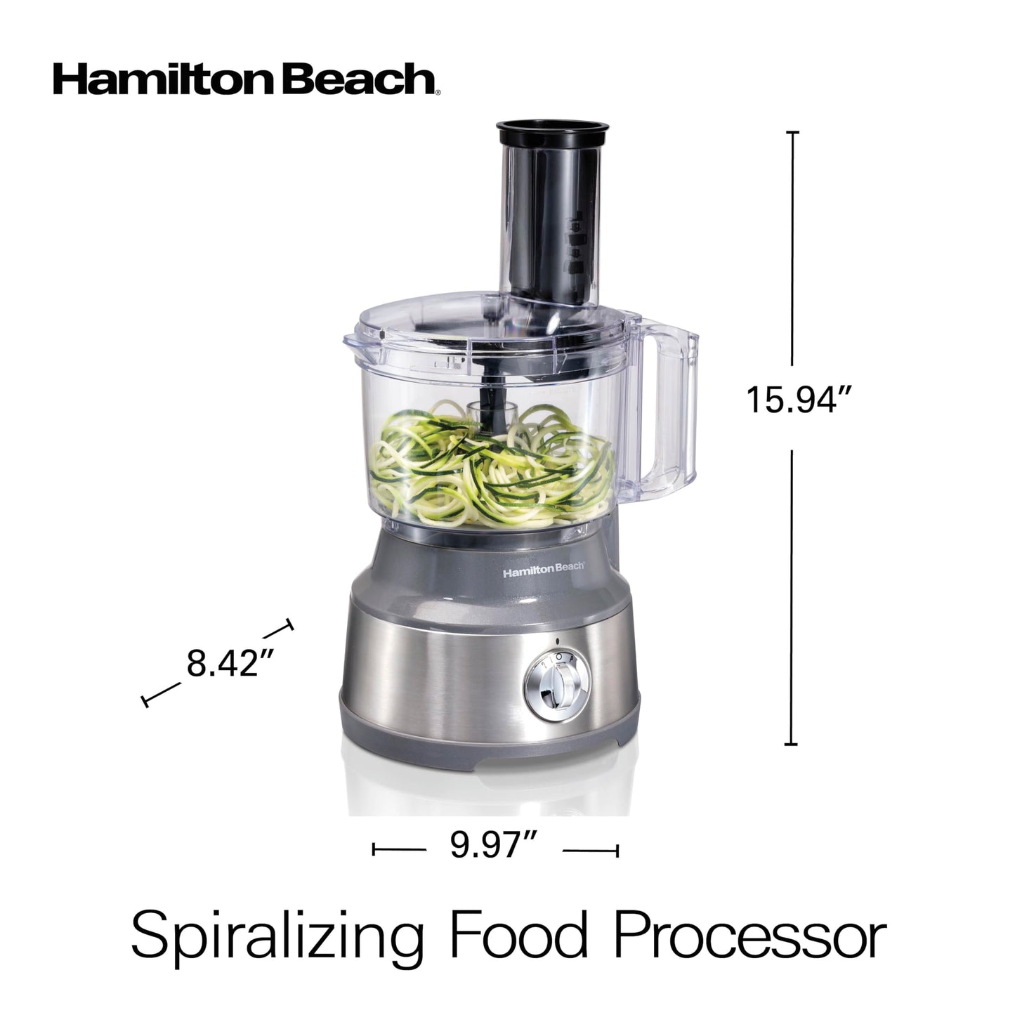 Hamilton Beach Food Processor & Vegetable Chopper for Slicing, Shredding, Mincing, and Puree, 10 Cups + Easy Clean Bowl Scraper, Black and Stainless Steel (70730)