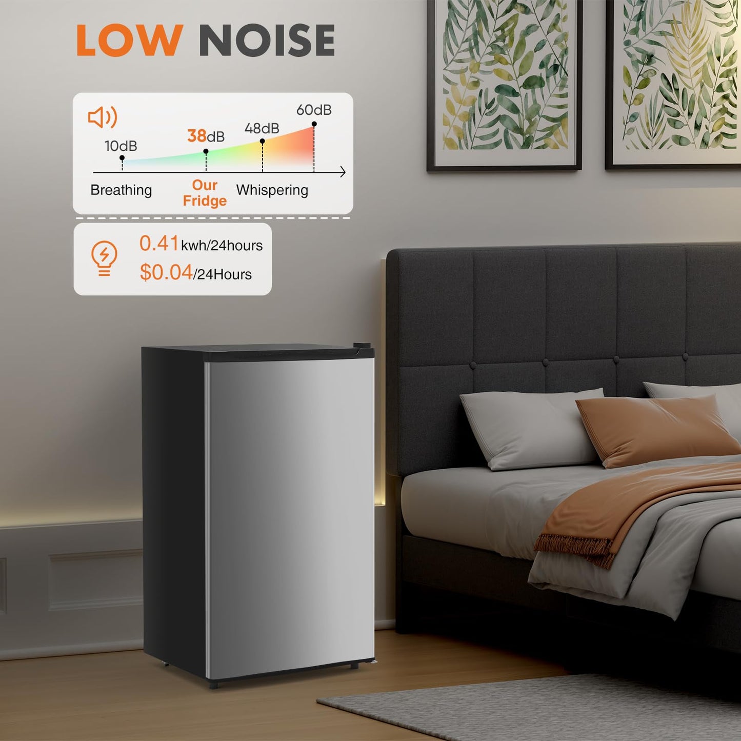 Sweetcrispy 3.2 Cu.Ft Mini Fridge with Freezer Small Refrigerator Single Door Adjustable Thermostat Energy-efficient Low Noise, Compact Fridge for Bedroom, Office, Dorm (Black)