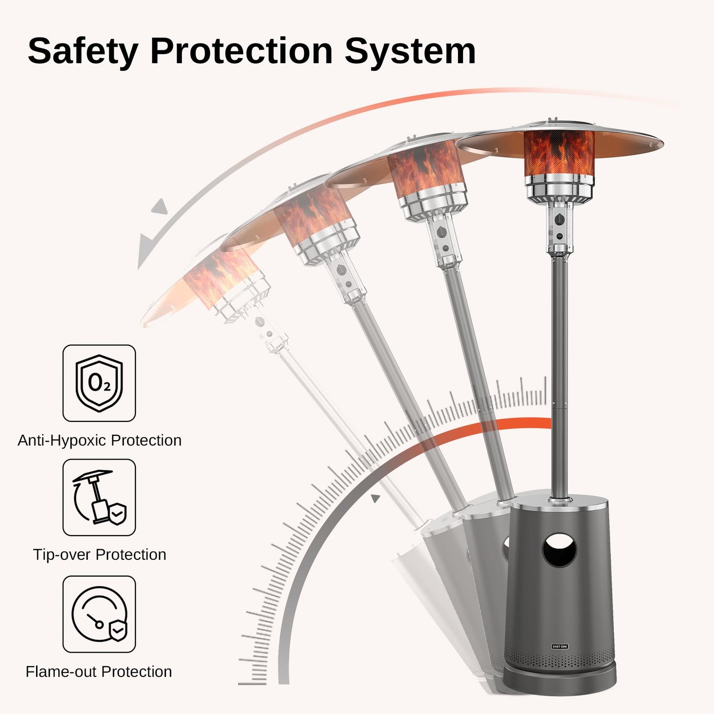 EAST OAK 50,000 BTU Patio Heater with Sand Box, Table Design