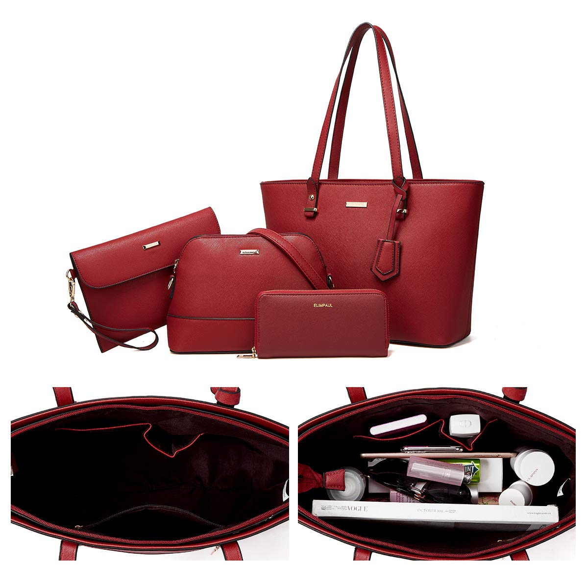 Women Fashion Synthetic Leather Handbags Set 4pcs