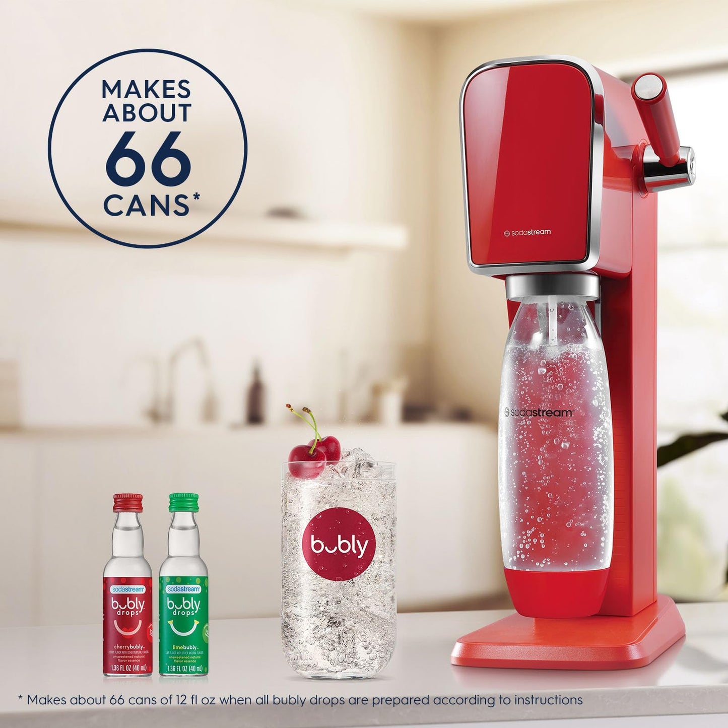 SodaStream - ART Sparkling Water Maker | VALUE BUNDLE | CQC CO2 system | Includes 2x CO2 Cylinders, 2x 32 Fl Oz Dishwasher Safe Bottles, 2x Bubly Flavor Drops | Combine with Pepsi Flavors | Black