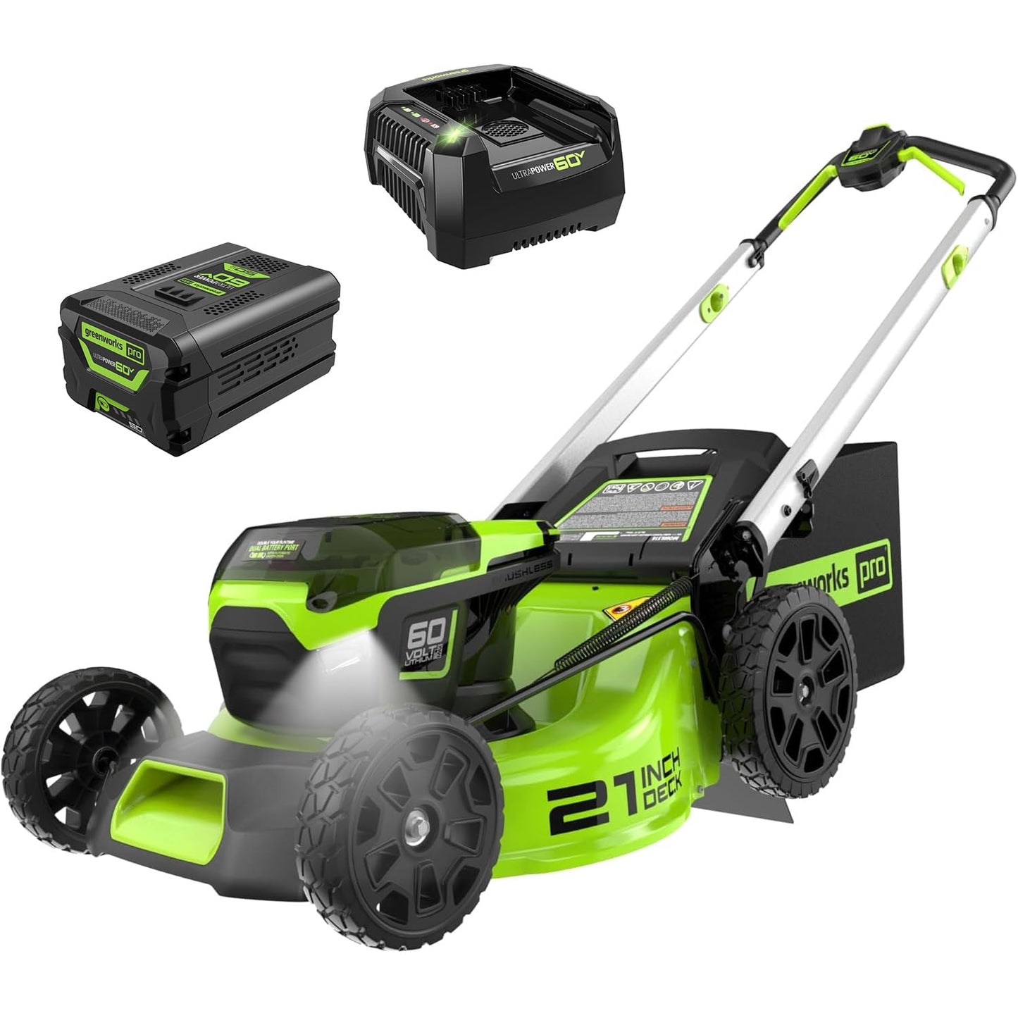 Greenworks 60V 17" Brushless Cordless Push Lawn Mower, 2-in-1 Mulching/Bagging