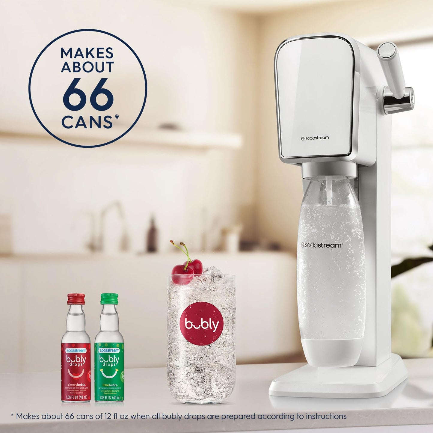 SodaStream - ART Sparkling Water Maker | VALUE BUNDLE | CQC CO2 system | Includes 2x CO2 Cylinders, 2x 32 Fl Oz Dishwasher Safe Bottles, 2x Bubly Flavor Drops | Combine with Pepsi Flavors | Black