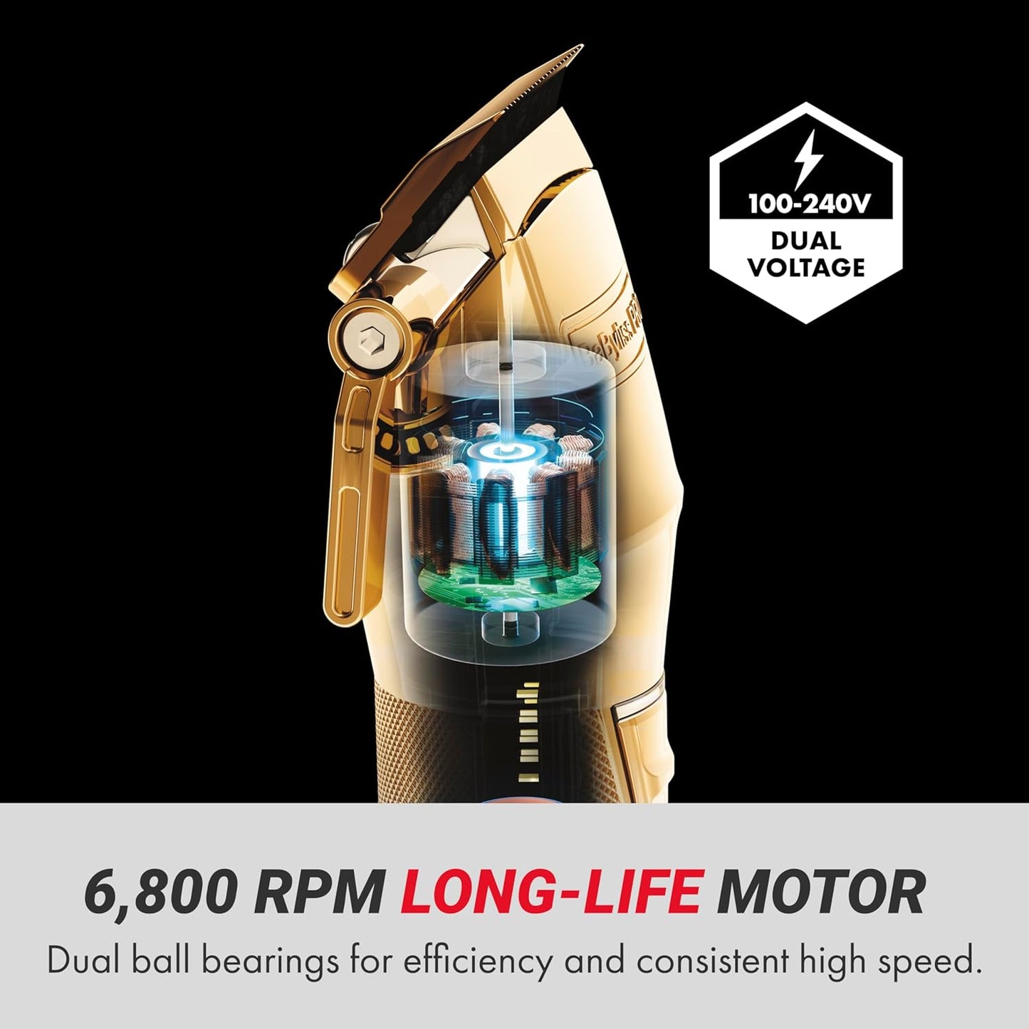 FX+ Professional Barber Cord/Cordless Hair Clippers for Men, All Metal, Lithium Battery with 3-Hour Runtime