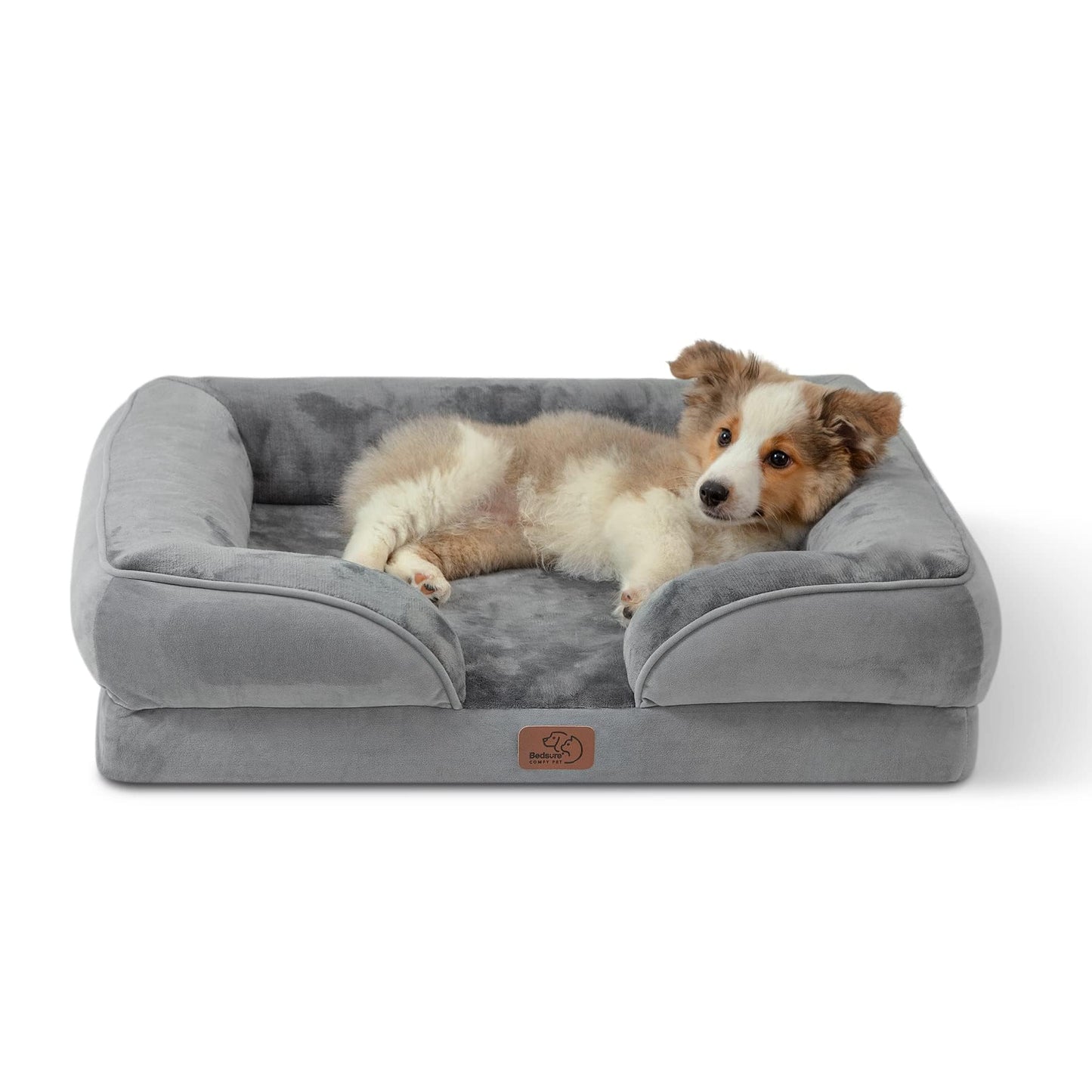 Bedsure Orthopedic Dog Beds Large Sized Dog - Washable Large Dog Cat Bed Waterproof, Comfort Dogs Couch Sofa with Washable Removable Cover, Pet Bed with Nonskid Bottom, Grey, 35"