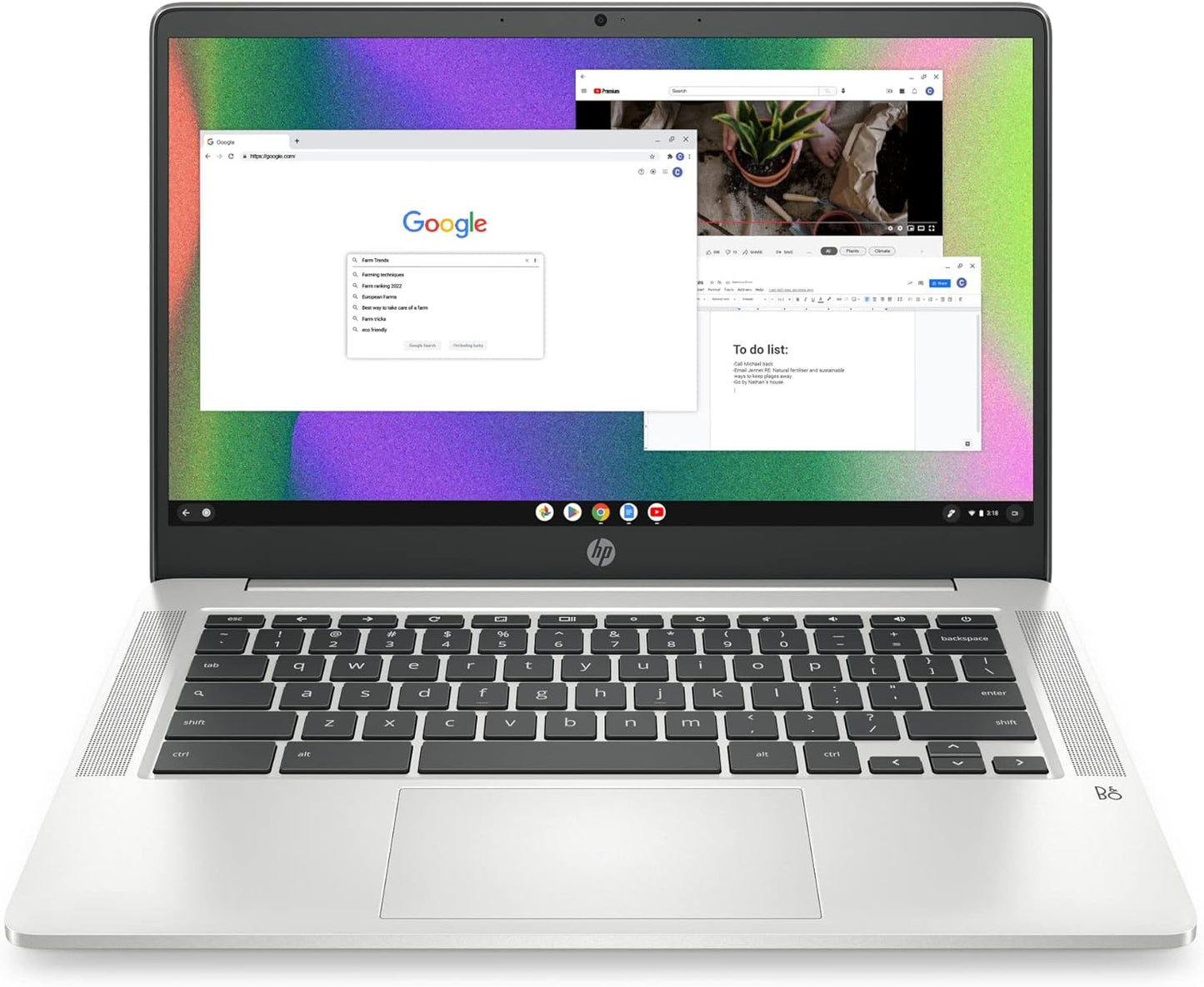 HP Chromebook 14 Laptop, Intel Celeron N4120, 4 GB RAM, 64 GB eMMC, 14" HD Display