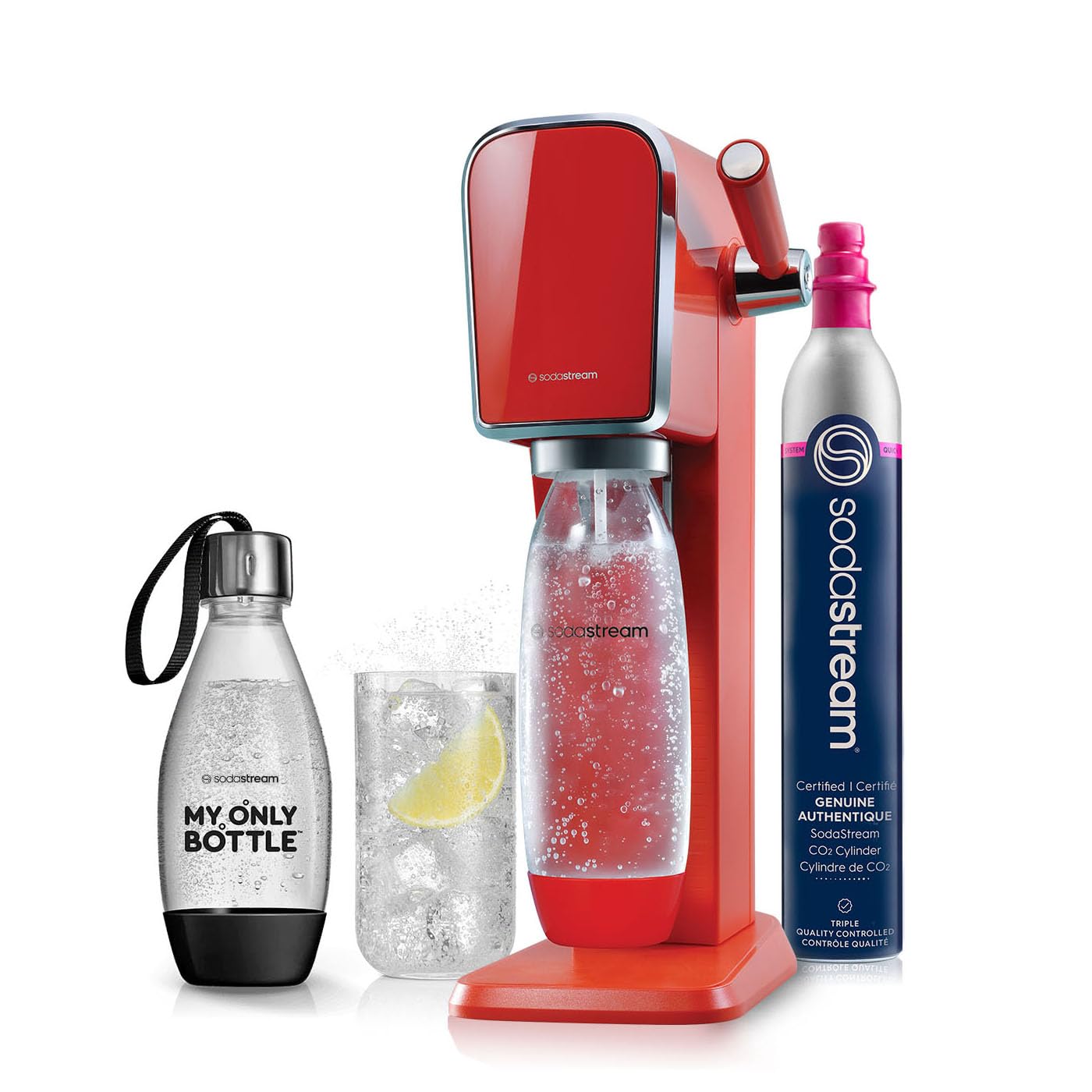 SodaStream - ART Sparkling Water Maker | VALUE BUNDLE | CQC CO2 system | Includes 2x CO2 Cylinders, 2x 32 Fl Oz Dishwasher Safe Bottles, 2x Bubly Flavor Drops | Combine with Pepsi Flavors | Black