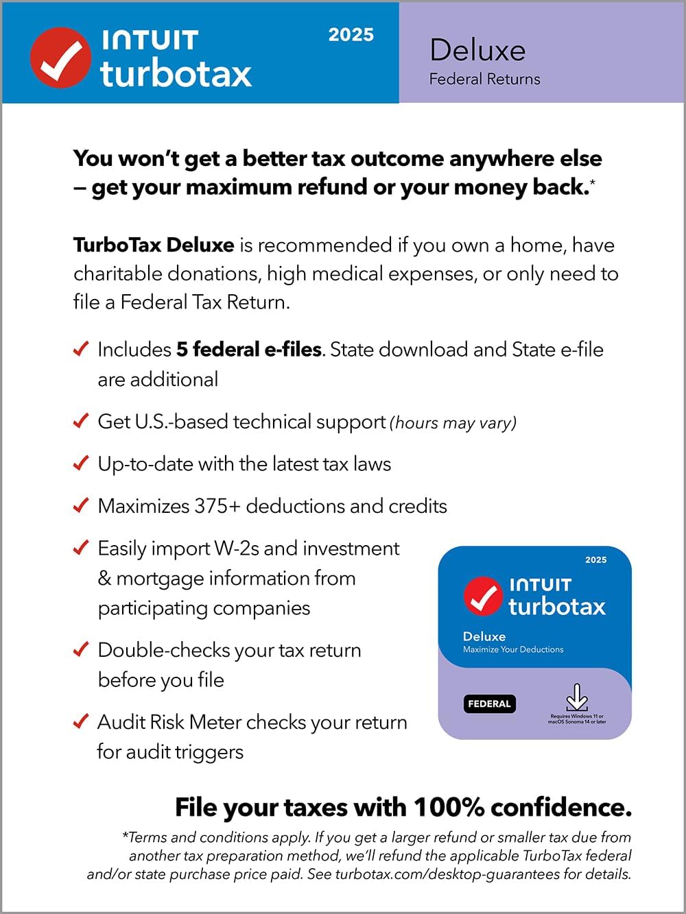 TurboTax Desktop Deluxe 2025, Federal & State Tax Return [Download] [PC/Mac Online Code]