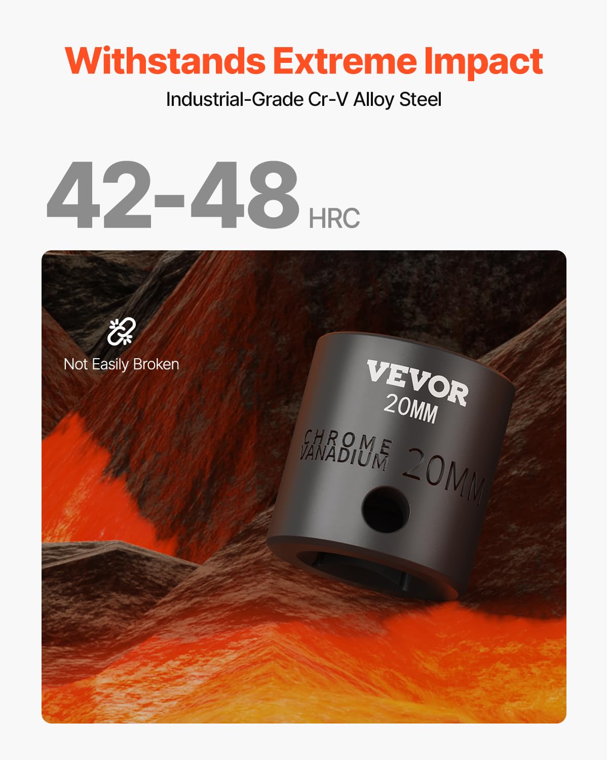 VEVOR 1/2" Drive Impact Socket Set, 65 Piece SAE 3/8" to 1-1/4" and Metric 10-24mm