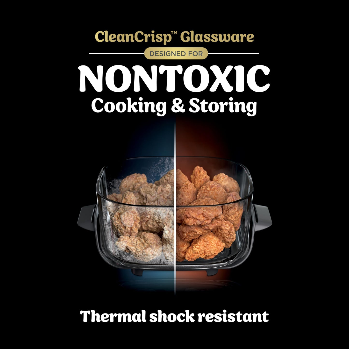 Ninja Crispi Air Fryer, Microwave, Freezer & Dishwasher Safe, Non Toxic Glass Portable Cooking System, 4 QT & 6 Cup Glass Containers with Storage Lids, Easy Meals, Air Fry, Bake, Stone, FN101ST