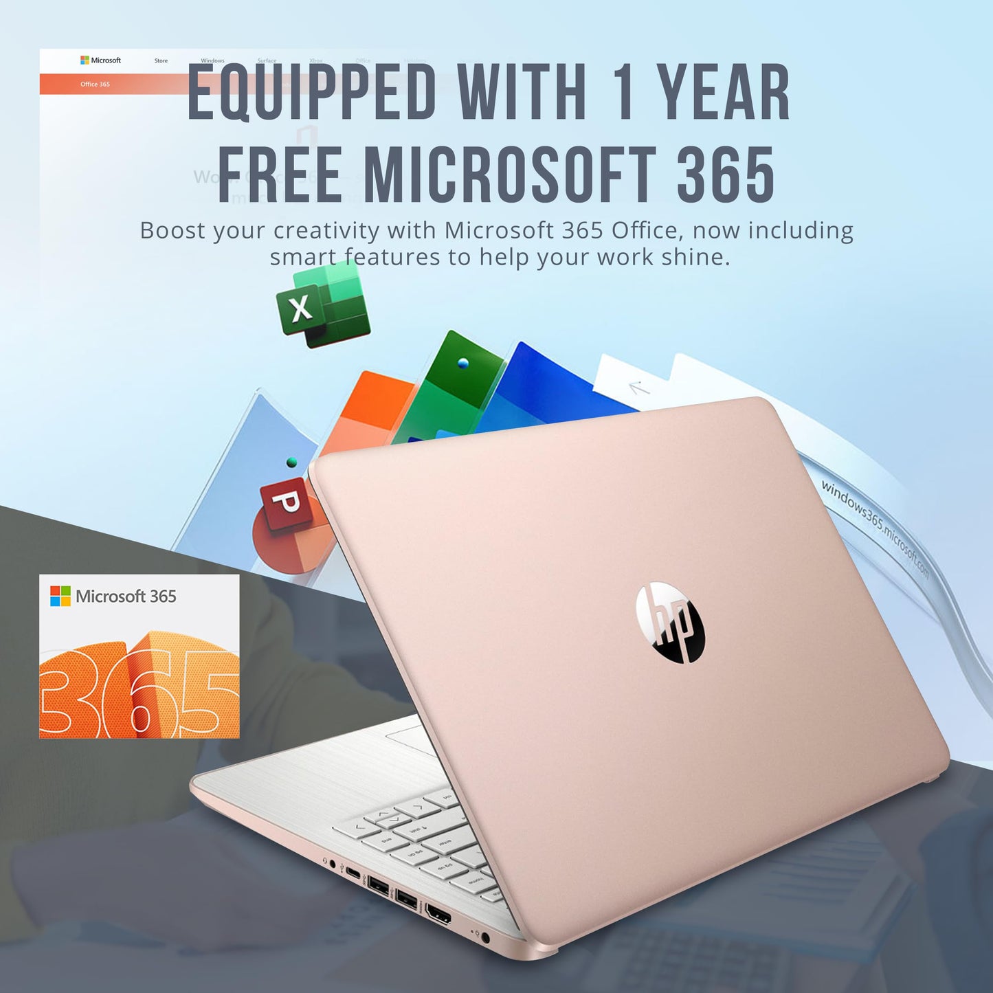 HP Stream 14" HD BrightView Laptop, Intel Processor N150, 16GB RAM, 416GB Storage